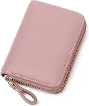 Sarini Women Credit Card Holder RFID Blocking Mini Ladies Wallet Sleeve PU Leather Purse with Zipper Closure Multiple Card Slots Mini Credit Card Holder for Women