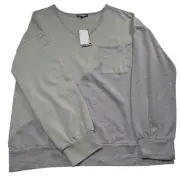 Womens STEVE MADDEN Sweatshirt- V-Neck-Pocket-RETRO-Warm- Lighweight-XL $49 NWT