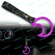 Car Accs JDM Moon Shape TSURIKAWA Purple C-Ring Black Clouds Nylon Grip Strap