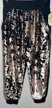 ZUMBA Size S Women's Pants Sweatpants Glitz Glam Capri Black w/ Copper Sequins
