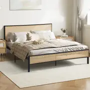 Oikiture Bed Frame Queen Double King Single Metal Beds Platform Rattan