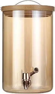 Amber Glass Beverage Dispenser, Refrigerator Hands-Free Beverage Dispenser, Water Beverage Dispenser, Suitable for Parties, Bars, Weddings, Homemade Wine, Etc.,A Faucet,9L