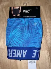 LARGE AMERICAN EAGLE ULTRA SOFT LEAF PRINT BLUE BOXER BNWTS