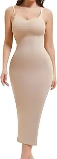[Miguofan] Shapewear Slip Dress for Women, Full Slip Under Dress Tummy Control Body Shaper Long Cami Dress Slimming, Beige, X-Large