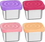 Stainless Steel Snack Silicone Lids Square Stackable Food Box Kids Leakproof for Kids Daycare School Office Travel Snacks Fruits Sauces (4)