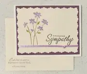 Sympathy Handmade Card Purple Flowers Blank Inside With Envelope