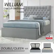 Priceworth William Gas Lift Bedframe with Under Bed Storage Organizer Holder