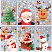 Christmas Window Clings Decorations 9 Sheets 242 Pcs Xmas DIY Window Stickers Snowflake Reindeer Santa Claus Removable