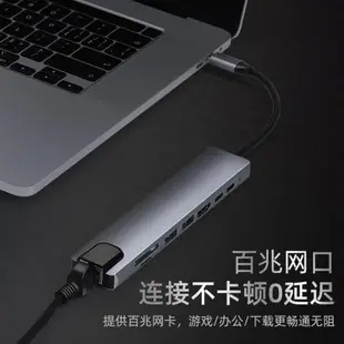 Type-C8合1轉4K HDMI+RJ45百兆/TF/SD+PD87W+USB 3.0多功能拓展塢