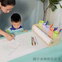 在飛比找蝦皮購物優惠-特價創意桌面臺式實木兒童畫架寶寶塗鴉捲紙畫軸繪畫畫板適用宜家