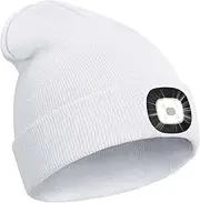 [WLHZD] Upgraded LED Lighted Beanie Hat,USB Rechargeable Hands Free Headlamp Cap,Unisex Winter Warmer Knit Hat with Light for Men,Women