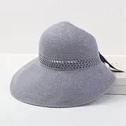 [LAYBAY] Women Sun Visor Hat Summer Sky-top Fisherman Hat, Japanese Trend Sunshade Hat, Korean Fashion Style, All-Match Literary Art, Bowknot Basin Hat 54~58cm (Color : Gray)