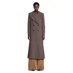 [CHLOÉ] Long Double-Breasted Coat in Check Wool Brown