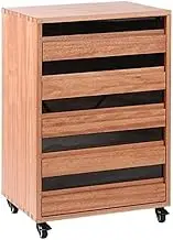 Filing Cabinet Vintage Wood Five-Drawer Cabinet Mortise and Tenon Cabinet Multi-Tier Storage Cabinet Office File Storage Cabinet Industrial Style Side Cabinet Storage Cabinet(Red)