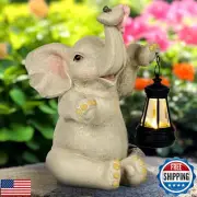 GIGALUMI Solar Garden Statues Elephant with Lantern Elephant Gifts for Women
