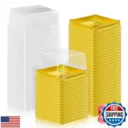 GothaBach 100 Set 3" Plastic Square Containers with Lids Cupcake Boxes Muffin