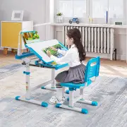 CostwayHome School Children Desk and Chair Set for Boys and Girls-Blue