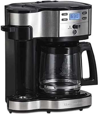Hamilton Beach 2-Way Brewer Coffee Maker, Single-Serve and 12-Cup Pot, Black/Sta