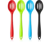 Colander Set，4Pcs-Colander-Blue Colander/Black Colander/Red Colander/Green Colander,Silicone Slotted Spoons 10.6 Inch Silicone