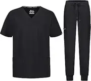 [B-well] Matteo Men's Scrub Set Slip-On Tunic + Jogging Trousers Set Medical Doctor Uniform Medical Work Wear with Elastane