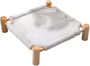 Elevated Pet Bed, Cat and Dog Stool Bed, Pet Chair with Wooden Legs, Plush Pet Bed, Puppy Sofa Light Gray