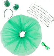 TOGEVAL Shamrock Headband Tutu Skirt for Teen Girls Women Patricks Day Celebration Party Costumes Green