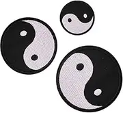 Yin and Yang Patch for Clothing, U-Sky Iron on Patches Sew on Appliques for Jeans Jackets Backpacks, Pack of 3 Different Size