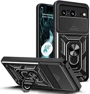 Compatible with Google Pixel 8a Case,Compatible with Google Pixel 8a 5G GKV4X G6GPR Magnetic Bracket [PC+TPU] 2 in 1 Slide Lens Black