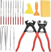 Worldity 19 Pcs Mosaic Tools Kit, Heavy Duty Glass Mosaic Cut Nippers and Tile Nippers, Professional Mosaic Cutter Tool for Cutting Glass Mosaic, Ceramics