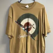 Vintage Alstyle Spitfire Logo -Plane -Brown Graphic T-Shirt Adult X-Large