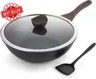 12" Nonstick Wok with Lid, Granite Stone, Induction, PFOA-Free Stir-Fry Pan