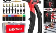Rivet Nut Tool Kit with a Step Drill Bit & 80 Nutserts for One-Handed in Tight