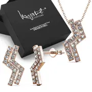 Boxed Zigzag Set Embellished with SWAROVSKI® Crystals In Rose Gold