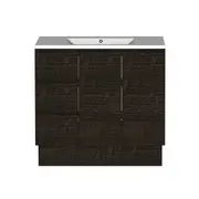 Forme 1200mm Dark Choc Mont Albert Freestanding Vanity With Poly Marble Top LH Drawers