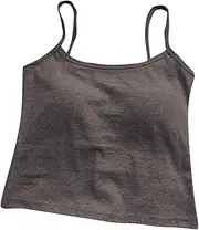 [Generic] Women's Sexy Scoop Neck Tank Top Summer Going Out Basic Built In Cup Bra Layering for Women Long