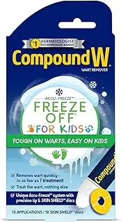 Compound W Freeze Off for Kids Wart Remover, 15 Freeze Applications and 18 Skin Shield Discs, For Common and Plantar Wart Removal