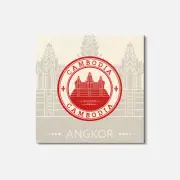 Angkor Cambodia Grunge 4'' X 4'' Square Wooden Coaster