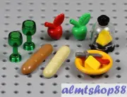 LEGO - 12 pcs Picnic Lot - Wine Cheese Bell Bread Sausage Apple Minifigure Food