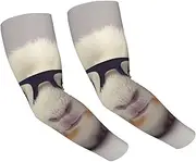 [FHEDVBN] Animal With Glasses Arm Sleeves Compression Arm Covers for Men Women Outdoor Sun Sleeves Cooling Sports Sleeve, Black