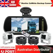 HD 7" RearView Mirror Monitor 12/24V 2xWhite Reversing CCD Camera Fit Trailer RV