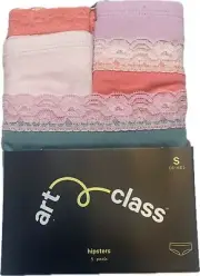 Girls' 5pk Brushed Microfiber Lace Hipster Underwear - art class Size S 6/6x
