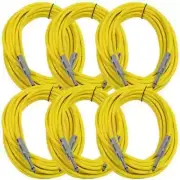 6 Pack of 25 Foot Yellow TS to TS Patch Cables PA/DJ Cords 1/4 Inch TS Mono