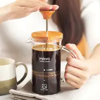 在飛比找樂天市場購物網優惠-咖啡壺 MAVO橄欖木咖啡壺 玻璃法壓壺/家用法式濾壓壺 耐