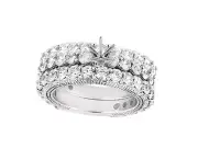 5.60Ct Natural Round Diamond 3Ring Semi-Mount Engagement Ring Set Solid 14k Gold