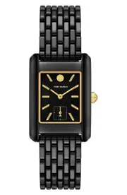 Tory Burch The Eleanor Ceramic Bracelet Watch, 26mm x 38mm in Black at Nordstrom One Size