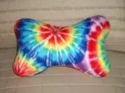 NEW Handmade 11x15 Fleece Pillow Dog Bone Shape Tie Dye Pattern