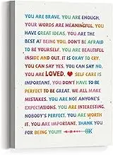 You are Brave-Enough Inspirational Wall Art Canvas,Positive Motivational Canvas Prints Framed Wall Art Ready to Hang For Home Nursery Playroom Kids Room Wall Decor 12"x 15"