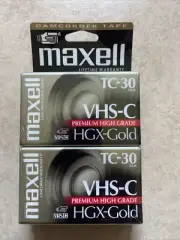 Maxell HGX-Gold TC-30 Blank VHS-C Camcorder Cassette Tape 2-Pack