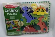 MELISSA & DOUG Wooden Chunky Puzzle DINOSAURS 7 Pieces NEW SEALED