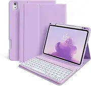 KVTVOU for iPad 10th Generation (10.9 Inch 2022) / iPad (A16) 11th (11 inch 2025) Keyboard Case with Right Pencil Holder, 7 Color Backlight Round Cap with Wireless Detachable Keyboard, Taro Purple